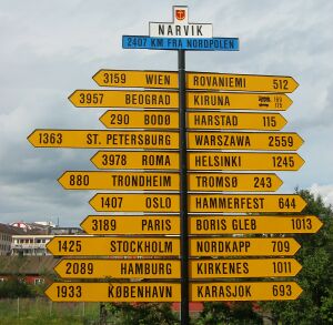 afstandenbord Narvik